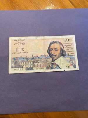 10 Nouveaux Francs Richelieu 1960 banknote paper money - Image 1 of 2