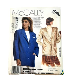 McCall's 3320 VTG 90s Misses Jacket with Optional Lining Sz 16 Pattern UC FF  - Picture 1 of 6