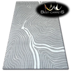VERY THICK AND DENSELY WOVEN ACRYLIC, WOOL RUGS PATARA Lines grey cream CARPETS - Picture 1 of 1