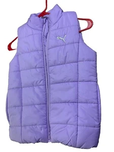 PUMA Vest puffer Girls Size Small 7-8 Purple White Sleeveless Jacket - Picture 1 of 11