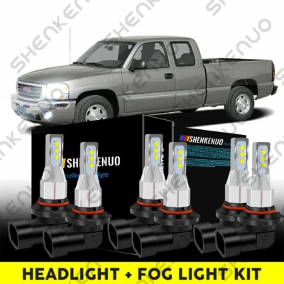 Combo de bombillas LED + luz antiniebla para GMC Sierra 1500 2500 HD 3500 2001 - 2006 Foto 1 de 4