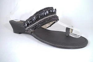 NEW BELLINI BEADED BLACK SANDAL SIZE 9 M TOE LOOP - Bild 1 von 8