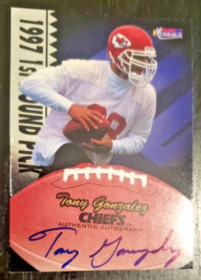 1997 Pro Line Memorabilia   Rookie Autographs #11   Tony Gonzalez  Team: Kansas - Image 1 of 4