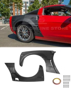 ZR1 Style Pair Rear Side Fender For 05-13 Corvette C6 Matte Black Wide Body Kit - Picture 1 of 17