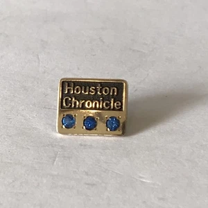 Houston Chronicle 10k Solid Gold PIN 3 Blue Stones Service Award Houston 1.63g - Picture 1 of 6