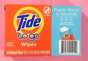 Tide To Go Tücher - 6 Stück - 5" x 6" sofortiger Fleckenentferner Neu im Karton - Bild 1 von 1