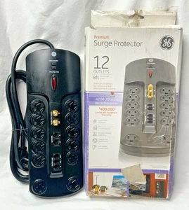 GE PREMIUM 12 Outlet Surge Protector 8 ft Long Cord 4200 Joules Router Plugs NIB - Picture 1 of 13
