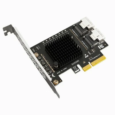 PCIe X4 X8 X16 To SFF-8087 Mini-SAS SATA 3.0 Expansion Card 8Ports HDD SSD Cable - Image 1 of 4