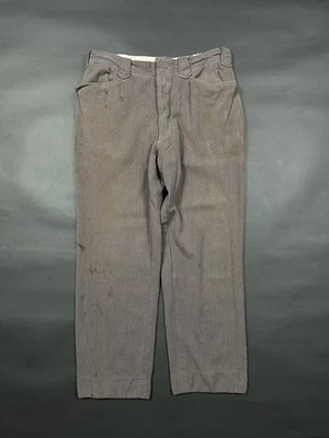 Pantalones occidentales desgastados años 50 gris gabardina trashed punk usados lana 32" Foto 1 de 4