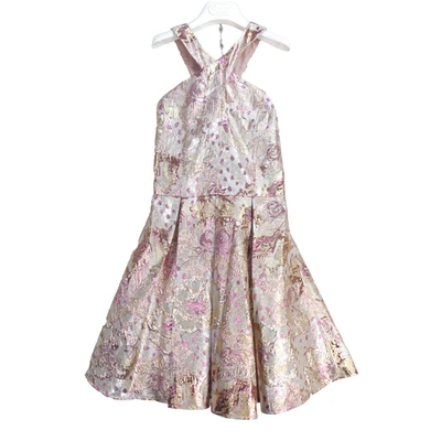 Storm By Monsoon Girls Rose Gold Silver Party Dress Floral Age 12 Years Xmas - Image 1 of 4