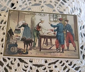 Anuncio Sadia Chocolat 1880 Tarjeta Comercial Francesa Militar Nº 21 Le Billet De Logement  - Imagen 1 de 8