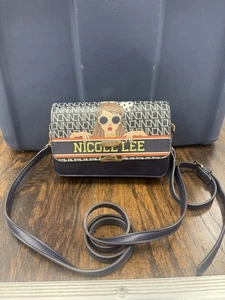 Nicole Lee USA Crossbody Purse Hollywood Since 2004 Navy White Leather Handbag - Picture 1 of 9