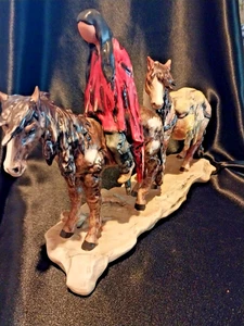 Goebel W. Germany DeGrazia Figur 1988 "Allein mit zwei Pferden" 14" x 8,5" groß - Bild 1 von 7