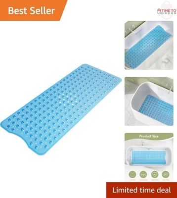 Alfombra de ducha antideslizante PVC 40x16 pulgadas alfombra de bañera con ventosas orificios de drenaje Foto 1 de 4