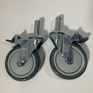 Uline H-1205WH-C 5” Chrome Swivel Caster for Wire Shelving Unit - 2 Wheels - Picture 1 of 3