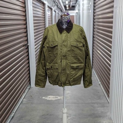 Banana Republic Size Large Men's Olive Green 100% Cotton Coat w/ Corduroy Collar - Image 1 of 4