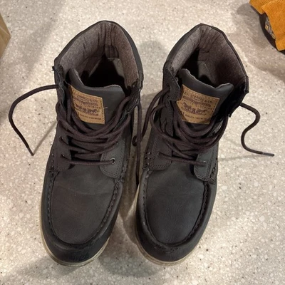 Levi's 501 Boys Size 5 High Top Lace Up Suede Boots Shoes Dark Brown - Image 1 of 4