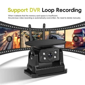 7" Quad DVR Monitor Wireless Magnetic Battery Hitch Solar Reversing Camera 1080P - Picture 1 of 18