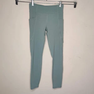 Athleta Stash Your Treasures Pockets Tights XL / 14 Girls Green - Picture 1 of 5