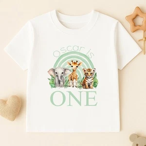 Camiseta Cumpleaños Arco Iris Selva Verde Personalizada - Imagen 1 de 5