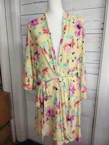 Linea Donatella Blumen Morgenmantel L/XL Gürtel Wickel Lounge Nachtwäsche Kimono-Stil  - Bild 1 von 14