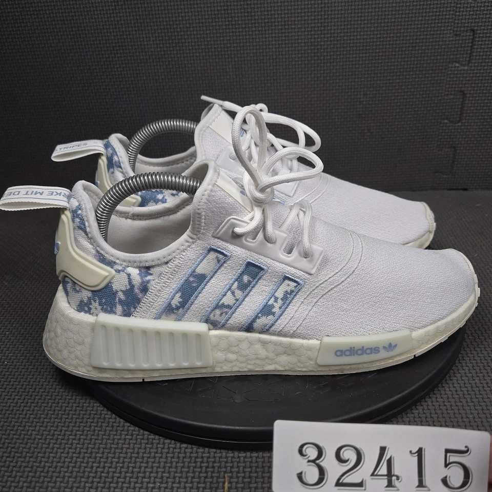 Adidas NMD R1 Shoes Womens Size 9 White Blue Floral Boost Casual Sneakers GV8278 - Image 1 of 4
