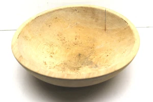 Vintage Hand Crafted 10" Wide Wood Bowl Signed Munising Oblong Wooden Primative - Picture 1 of 3