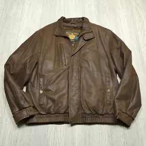 VINTAGE Adventure Bound by Wilson's Leather Jacket Adult L Wool Blanket Lined - Picture 1 of 11