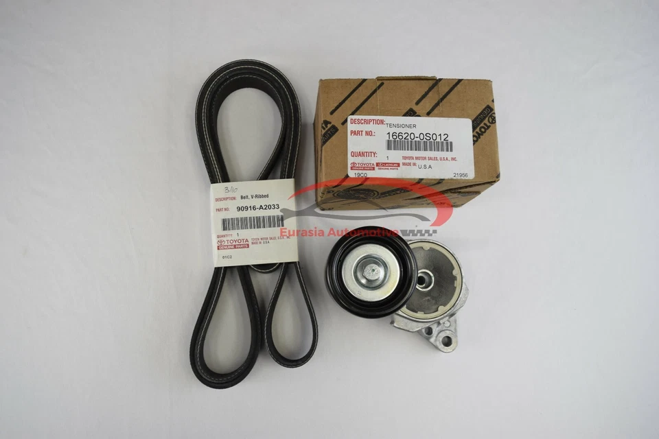 Genuine Lexus LX570 08-21 Drive Belt and Tensioner 166200S012 and 90916A2033 OEM - Image 1 of 1