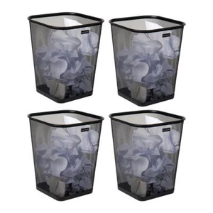 Mind Reader Mesh Trash Can Waste Paper Basket Square Metal Set of 4 - Picture 1 of 8