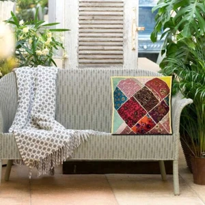 24" Patchwork Cotton Cushion Cover Decorative Throw Pillow Cover For Sofa/Bed - Picture 1 of 10