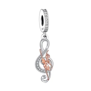 Sterling Silver 925 Music Note Dancer Ballerina Ballet Love Dangle Charm Bead - Picture 1 of 1