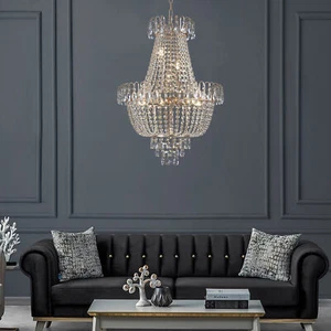 22'' Gold Large Luxury Modern Crystal Chandeliers Ceiling Pendant Light Fixtures - Picture 1 of 12