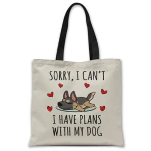 Canvas tote bags Sorry I have plans with my dog (GERMAN SHEPHERD) dog lover gift - Picture 1 of 1
