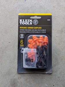 Klein Tools 605036 Reusable Corded Earplugs 6 Pairs 25 Decibel Rating *NEW* - Picture 1 of 2