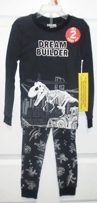 Highland Originals 2 件装男孩“DREAM BUILDER DINOSAURS 睡衣套装 5/6 新 — 第 1/2 张图片