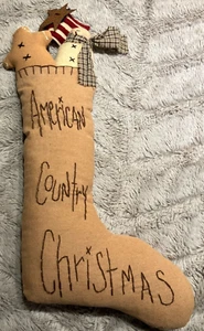 Primitive Stuffed "American Country Christmas" Stocking Snowman/ GMan/Patriotic - Picture 1 of 14