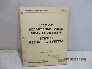 SB 700-20-1 LIST OF REPORTABLE ITEMS ARMY EQUIPMENT STATUS REPORTING SYSTEM - Picture 1 of 5