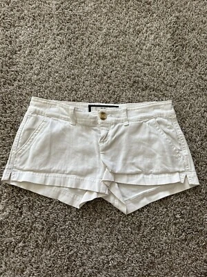 Abercrombie & Fitch Girls Khaki Shorts White Cotton Chino Size 14 Pockets - Image 1 of 4