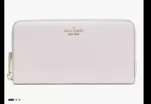 Kate Spade Lena Large Continental Wallet Pebbled Leather Shimmer Pink Zip Around - Picture 1 of 6