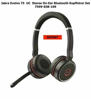 Jabra Evolve 75  UC  Stereo On-Ear Bluetooth Kopfhörer Set 7599-838-109 DEFEKT - Bild 1 von 4