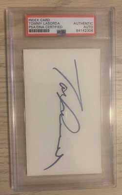 Tommy Lasorda - Los Angeles Dodgers - Autographed Index Card - PSA/DNA Authentic - Image 1 of 2