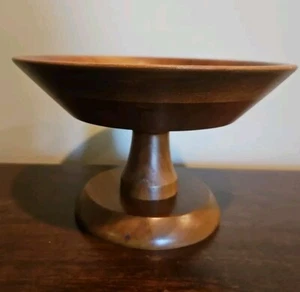OZARK WALNUSSGESCHIRR MASSIV WALNUSS BONBON OBST SCHLÜSSEL SOCKEL SCHÜSSEL MCM 8" Durchmesser 5" H - Bild 1 von 4