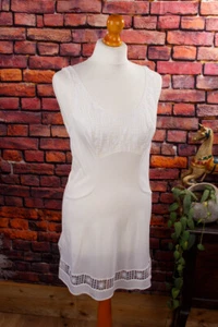 Vintage Orig 70S Mini Sottoveste Bianca Con Fiori Pizzo Disco Schlager 38 40 - Imagen 1 de 7
