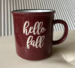 Coffee Mug Hello Fall Auburn Speckled Cup Ceramic Autumn Novelty 4” - Picture 1 of 8