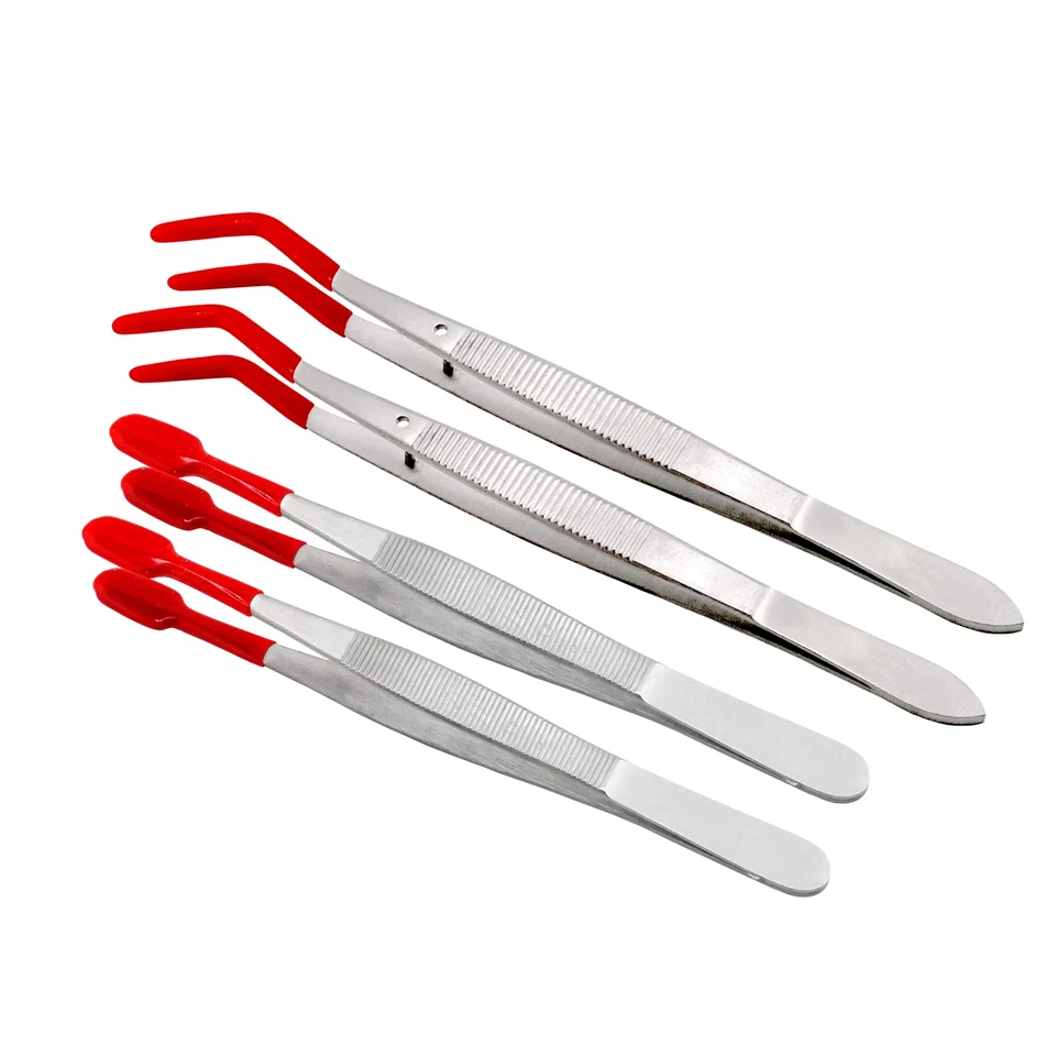 Pinzas de laboratorio de acero inoxidable con desplazamiento recto dinámico con puntas de goma artesanía de laboratorio 4 piezas Foto 1 de 1