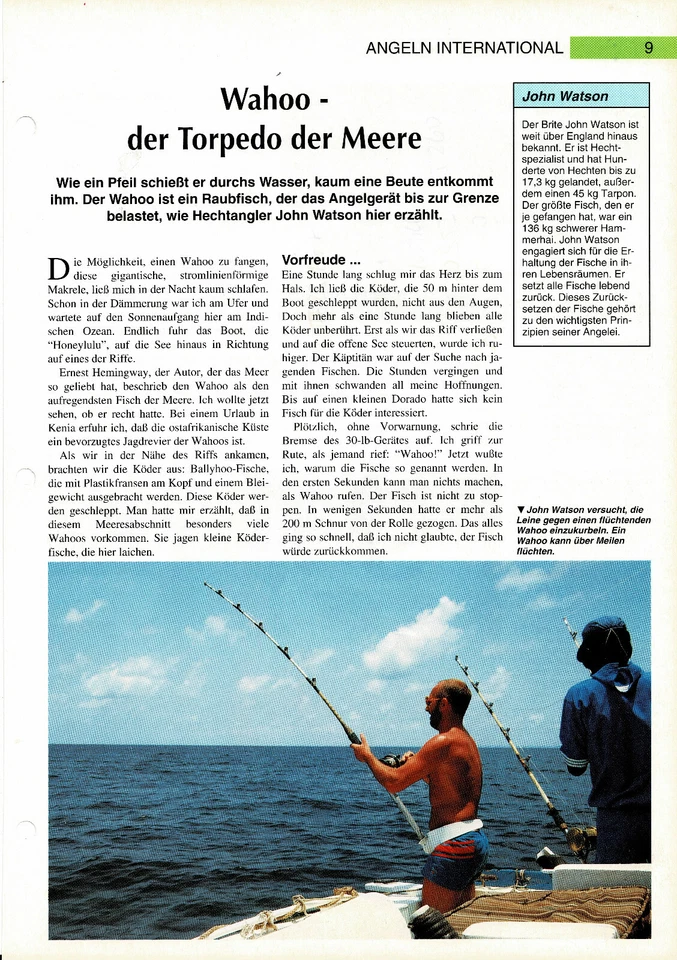 John Watson - Wahoo - The Torpedo of the Seas Info Card - Image 1 of 1