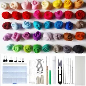 40 Colour Wool Felt Needles Tool Set Needle Felting Mat Starter Kit DIY Gift - Picture 1 of 6