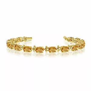 7x5 mm Oval Natural Citrine Tennis Bracelet 14K Yellow Gold bracelet - Picture 1 of 3