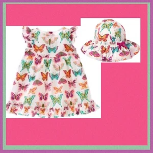 Neu mit Etikett Kleinkinder 3-6 Monate Gymboree Woodland Walk Baumwolle Schmetterling KLEID & SONNENHUT 2-teilig - Bild 1 von 3